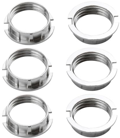 G9 Light Socket Rings 6Pcs for 3/4inch M20 Diameter Table Floor Lamp Zinc Alloy Silver Converter Lamp Shade Retainer Reducer Ring Replacement Lightbulb Cover Base Holder Adapter for Lights Fixture