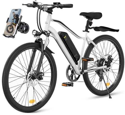 Finbike 26 inch Electric Bike Adults, EB3 Electric Mountain Bike with 10.4Ah Removable Battery, 60KM Range E-bike, 3-4H Fast Charging, 7-Speed Derailleur, LCD Display, Front Shock Absorber, Free Pump