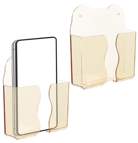 Gosknor 2stk Wandhalterungen für Handys, Kunststoff-Wandhalterung Handy-Regal Ständer Das Bett Smartphone-Ständer Smartphone-Zubehör für iPhone und Android (Bernsteingold)