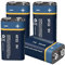 Batterie da 9V, 4 Pezzi, Batteria Al Carbone 9 Volt Lunga Durata Bassa Autoscarica Batteria Multiuso 6F22 per Rilevatori di Fumo, Allarmi Antincendio, Rasoi, Campanelli
