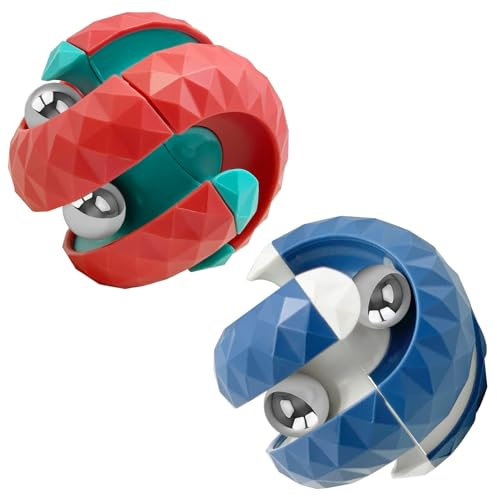 Yeefunjoy 2PCS Rotierender Fingerwürfel Orbit Ball, Fidget Hand Sensorisches Würfelperlen Gyro Spielzeug, Rotating Cube Angst Stressabbau, Labyrinth Weihnachts Party Geburtstagsgeschenke Kinder