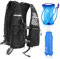 Laufweste für Damen Herren mit Trinksystem Reflektierend mit 1500 ML Soft Wasserflaschen, Verstellbare Brustgurte, Schwarz Zurück Reißverschluss Rucksack für Radfahren Wandern Laufen