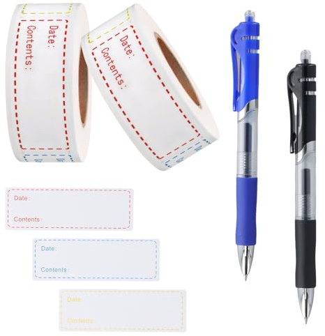 250 Pieces Freezer Labels on a Roll, Food Date Labels, Freezer Labels 75 x 25 mm Roll, Removable Labels for Food Containers, Jars, Jam