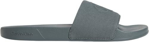Calvin Klein Herren Badeschuhe Slide Monogram mit Logo, Grau (Turbulence), 43