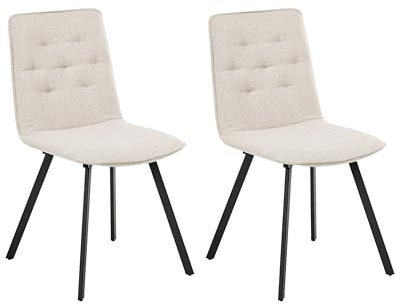 Beliani Set of 2 Dining Chairs Armless Scandinavian Design Easy Clean Upholstery Light Beige Carver