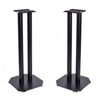 QTX | Studio Monitor Stands 50cm in Height – Supplied in Pairs | Black Steel Speaker Stands with Floor Spikes | Ideal for Home Studio, Surround Sound, Home Cinema, DJ & Audio Equipment