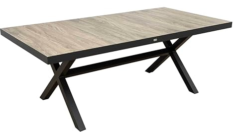 Oviala Tivoli Gartentisch, Länge 201 cm, Aluminium und Keramik, für 8 Personen, Anthrazit