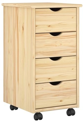 vidaXL Rollschrank 34 x 39 x 65,5 cm Massivholz Kiefer Braun