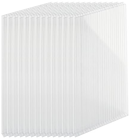 Relaxdays Doppelstegplatten 14er Set, Hohlkammerplatten 6mm, für Gewächshaus, HB: 121x60,5 cm, Polycarbonat, transparent