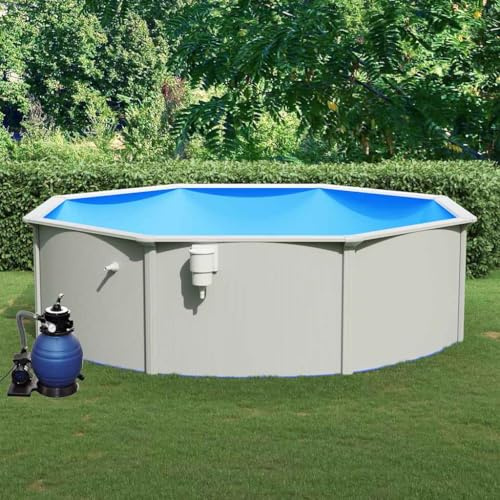 Piscina con filtro a sabbia, piscina a parete in acciaio, 460 x 120 cm, rivestimento in PVC resistente ai raggi UV, capacità 17.450 l, skimmer incluso, pompa filtro 11.000 l/h, per giardino, terrazza