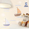 NEWROOM Kindertapete Beige Schiffe Meer Kinder Papiertapete Blau Papier Kindertapete Kinderzimmer Babytapete Babyzimmer Niedlich
