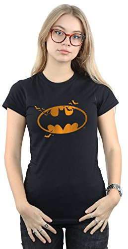 DC Comics Women's Batman Halloween Logo T-Shirt Large Black