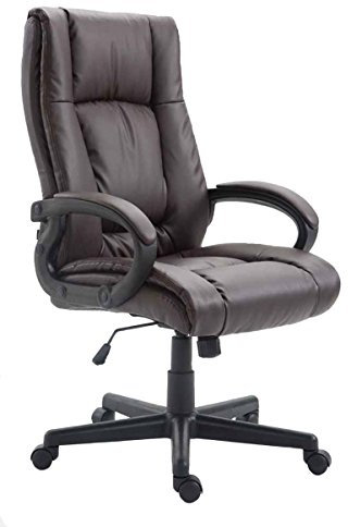 CLP Bürostuhl ergonomisch mit Rollen und Höhenverstellung, Chefsessel höhenverstellbar und Wippfunktion, rückenschonend, Drehstuhl Sparta, Farbe:braun