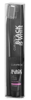 Curaprox Black is White Zahnpasta & Zahnbürsten-set – Für Zahnaufhellung & Frischen Atem | Aktivkohle | 10 Ml Reisegröße