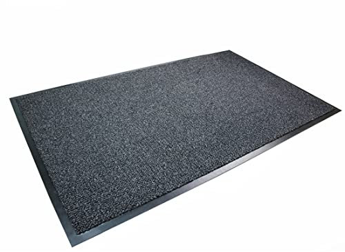 Ultralux Large Indoor Scraper Entrance Mat, 120cm x 180cm, Anti-Slip Vinyl Backed Door Mat with Absorbent Fibres, Grey, Indoor Use Doormat, Multiple Sizes