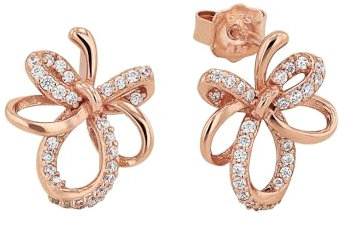 Amor Ohrstecker 925 Sterling Silber Damen Ohrschmuck, mit Zirkonia synth., 1,9 cm, Roséfarben, Blatt, Kommt in Schmuck Geschenk Box, 2023924