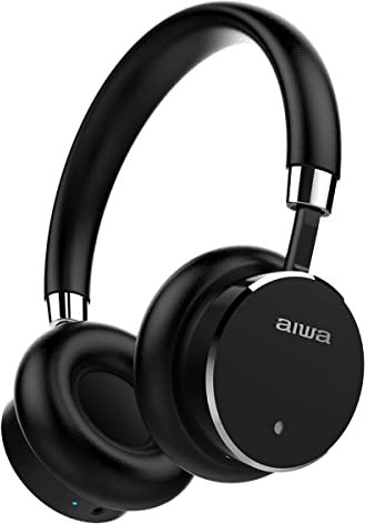 Aiwa HSTBTN-800BK: Auriculares Bluetooth con ANC, Cancelación Ruido, ideal para viajes, con cable o inalámbricos