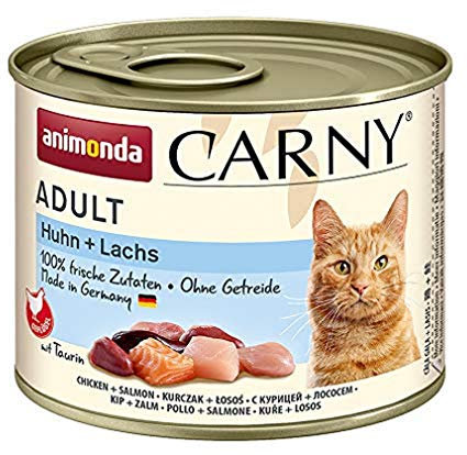animonda Carny Adult Katzenfutter, Nassfutter für ausgewachsene Katzen, Huhn + Lachs, 6 x 200 g