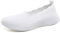 Puxowe Zapatillas Slip On Mujer Comoda Casual Mesh Respirable Ligero Zapatos Sneakers Moda Caminar Tejer Bambas Mocasines 40 EU White