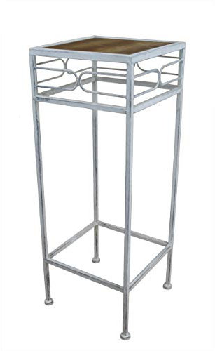 PrimoLiving P-178 - Sgabello per fiori in metallo e legno, rettangolare, misura S
