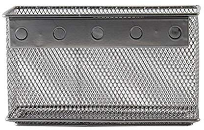 Doitool Korb Multifunktions Magnet Adsorbing Eisen Mesh Aufbewahrungsbox Kühlschrank Hohl Metall Netz Halter Lagerung Korb Rack (Silber, Groß)