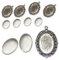 8 Teile 4 Stück Charm Leere Lünette Tablett Medaillons Metall Anhänger Fassungen Schmuck 18 x 25mm Oval 4 Stück Klar Glas Cabochon Bastelset (Altsilber)