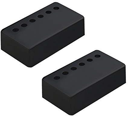 YINETTECH Schwarze Gitarre Humbucker Hals & Steg Pickup Covers Set 2 Stück 50 mm 52 mm Polabstand 6 Löcher Design für E-Gitarren Teile