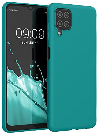 kwmobile Hülle kompatibel mit Samsung Galaxy A12 Hülle - weiches TPU Silikon Case - Cover geeignet für kabelloses Laden - Petrol matt