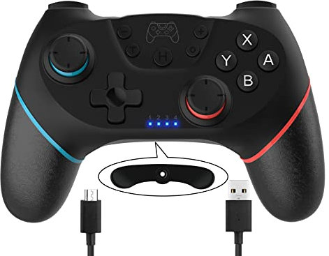 AQCTIM Controller for Switch Wireless Switch controller Bluetooth Switch Pro/Switch Lite and PC with Dual Shock Macro Programming Function and 6-Axis Gyro Turbo Functions Gamepad Joystick