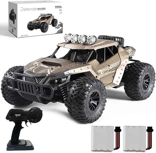 KINSAM Coche Teledirigido RC para Niños y Adultos, 1/16, 2.4GHz Coche RC, 25km/h, Alta Velocidad Funcionando Durante Más de 80 Minutos Coche Teledirigido Niños 6 Años (2 Baterías) 2024 Última Versión