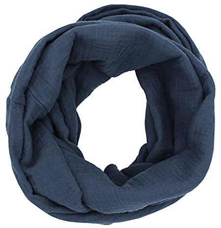 GymStern Musselin Loop Schal Schlauchschal 100% feine Baumwolle Damenhalstuch Halstuch Damen Frauen (Jeans)