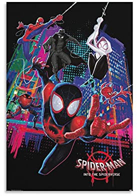 GNKIO Man Into The Spider Verse Poster Movie Poster Dekorative Malerei Leinwand Wandkunst Wohnzimmer Poster Schlafzimmer Malerei 12x18inch(30x45cm)