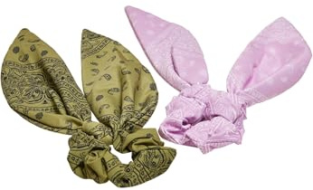 Urban Classics Unisex Bandana Print Scrunchies With XXL Bow 2-Pack
