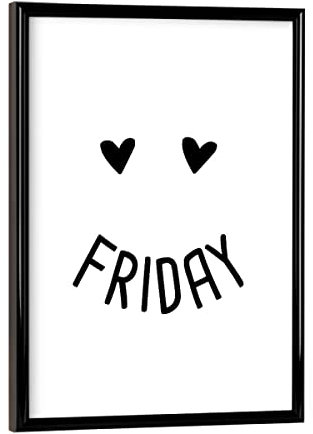 artboxONE Poster mit schwarzem Rahmen 18x13 cm Typografie Friday 2 - Bild Friday Frauen Freitag