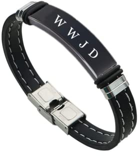 Stilvolles WWJD Armband,What Would Jesus Do Silikon Armreif,Inspirierendes Christus Jesus Weisheits Anleitungs Armbänder,Personalisierter Gravierter religiöser Schmuck für Christliche Frauen Männer