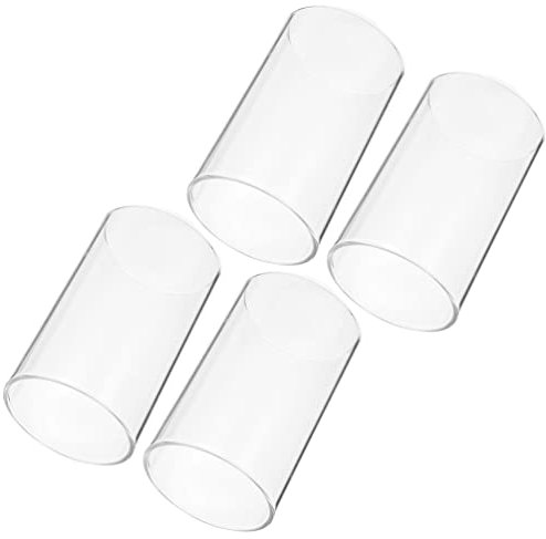 Sewroro 4Pcs Clear Glass Chimney Kerzenhalter Offen Geöffnet Borosilikat Glasskerlehre Zylinder Kerzenröhrchen Schatten Windschutz für Säulenkerzen 7X10 cm