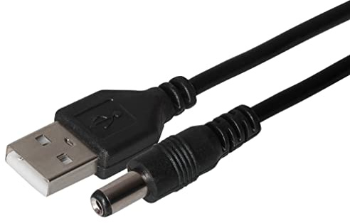 Maplin Power Supply Cable USB-A to 5.5 x 2.1 x 10mm Plug, 1m