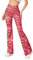 Pantalon Vas Rave pour Femme 70s Jambes Larges Flair Leggings Disco Festival Tenues Taille Haute Pantalon Cloche, Rose, Taille XS