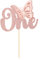 Gyufise 1Pcs Butterfly One Cake Topper Rose Gold Glitter Baby Shower Butterfly 1st Birthday Cake Pick Decorations for Butterfly Theme Baby Shower 1st Birthday Party Supplies