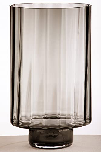 GILDE Deko Windlicht XL - großes Glaswindlicht handgerfertigt aus Rauchglas - Farbe: braun - Höhe 30 cm