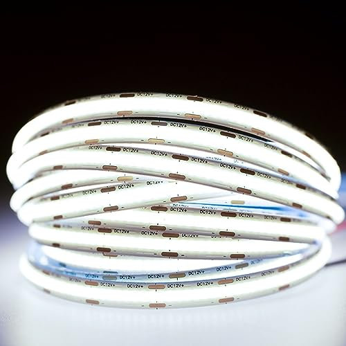 Lumiled LED Streifen 5M, 1920 LEDs 12V kaltweiß 6500K, 50W NEON LED Strip, COB LED Band IP65 wasserdicht, Hohe Helligkeit 5500 lm Selbstklebend, Lichtband Außenbereich Küche Deko, ohne Netzteil