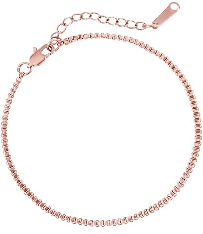 Made by Nami Bracciale a maglie cubane in acciaio inossidabile per donna - Bracciale cubano minimalista a catena - Bracciale a catena in oro rosa per donna