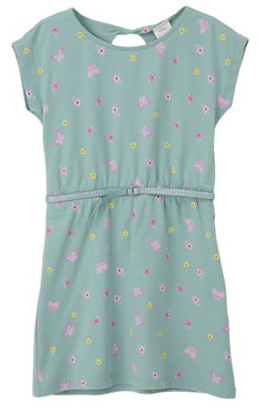 s.Oliver Mädchen 2142109 Kleid mit Allover Muster, Petrol, 92