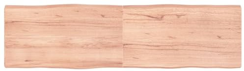 vidaXL Tischplatte, Holzplatte für Tisch Esstisch Couchtisch, Massivholzplatte Handgefertigt mit Baumkante, Ersatztischplatte Scharnierdesign, Hellbraun 180x50x(2-6) cm Massivholz Behandelt