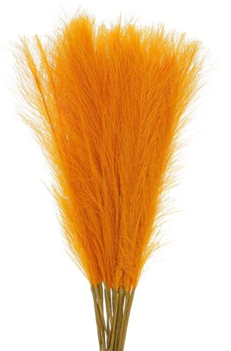 sourcing map 25Pcs Faux Pampas Grass,21/55cm Fluffy Fake Pampas Grass Decor Tall Artificial Pampas Grass for Living Room Party Wall Vase Wedding Decoration,Golden Yellow