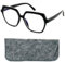 Stilvolle Moderne Damen Sechseckig Fake Brille ohne Sehstärke mit große kratzfeste Gläsern, Etui, Leichten Kunststoff Rahmen (Schwarz), Blaulichtfilter Brille Damen ohne Dioptrien