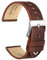 WOCCI 20mm Antikes Uhrenarmband für Herren, Sattelleder, Silberne Schnalle (Pekannussbraun)