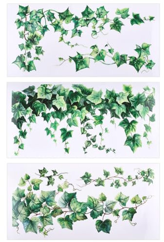 OLYCRAFT 3 Stück/Set Grünes Blatt-Abziehbild Zum Aufreiben Für Möbel 15x30 cm Transferaufkleber Mit Efeu PVC Wasserdichte Aufkleber Für Die Dekoration Des Schlafzimmers Und Des Wohnzimmers