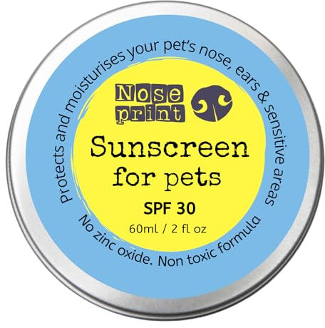 Noseprint LSF 30 Sonnenschutzbalsam für Haustiere 60 ml in Dose | Feuchtigkeitsspendender Sonnenschutz für Hunde und Katzen | Ungiftige Formel | Hundenasenbalsam Hundepfotenbalsam Sonnencreme Balsam |