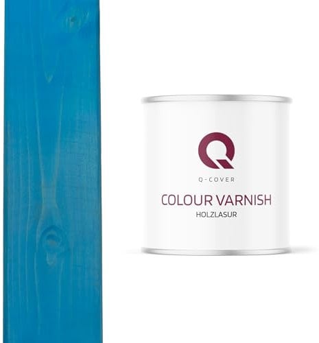 Q-Cover Holzlasur Hellblau 2.5L (ca.13m²-1 Anstrich) Satin Holzschutz Holzschutzlasur Lasur Wasserbasierte Innen Außen Lasur Abperleffekt Für Holz